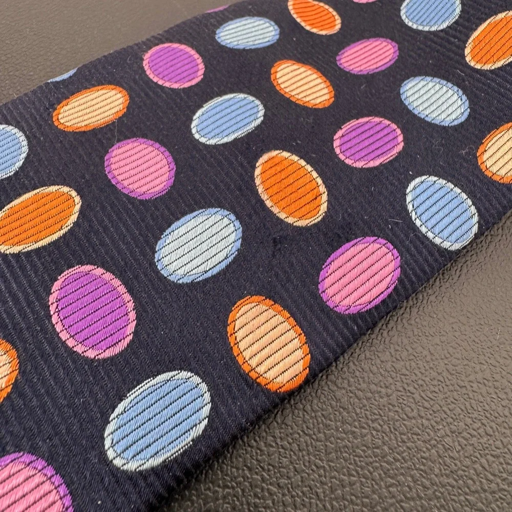 Paul Fredrick Mens Silk Tie Lot 2 Polka Dot Red Navy Blue Geometric Professional